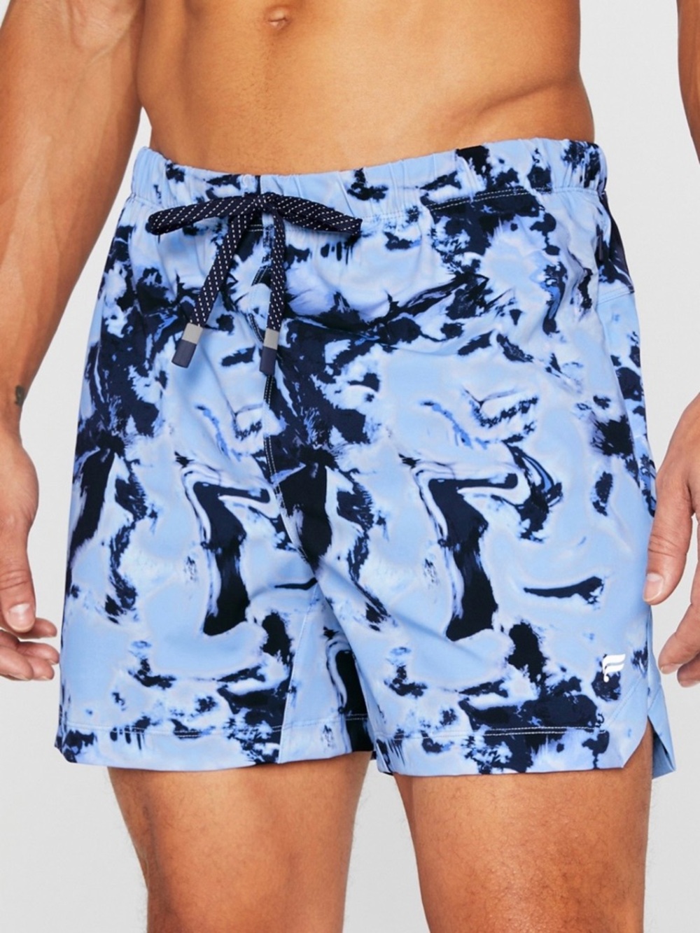 Fabletics Men's Light Blue Marble Swim Shorts